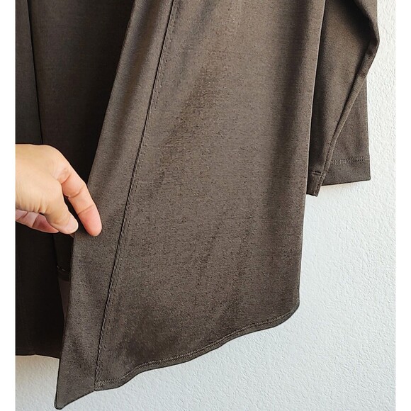 Additions by Chico's Size 1 Open Front 3/4 Sleeves Metallic Gold Black Cardigan - Picture 4 of 7